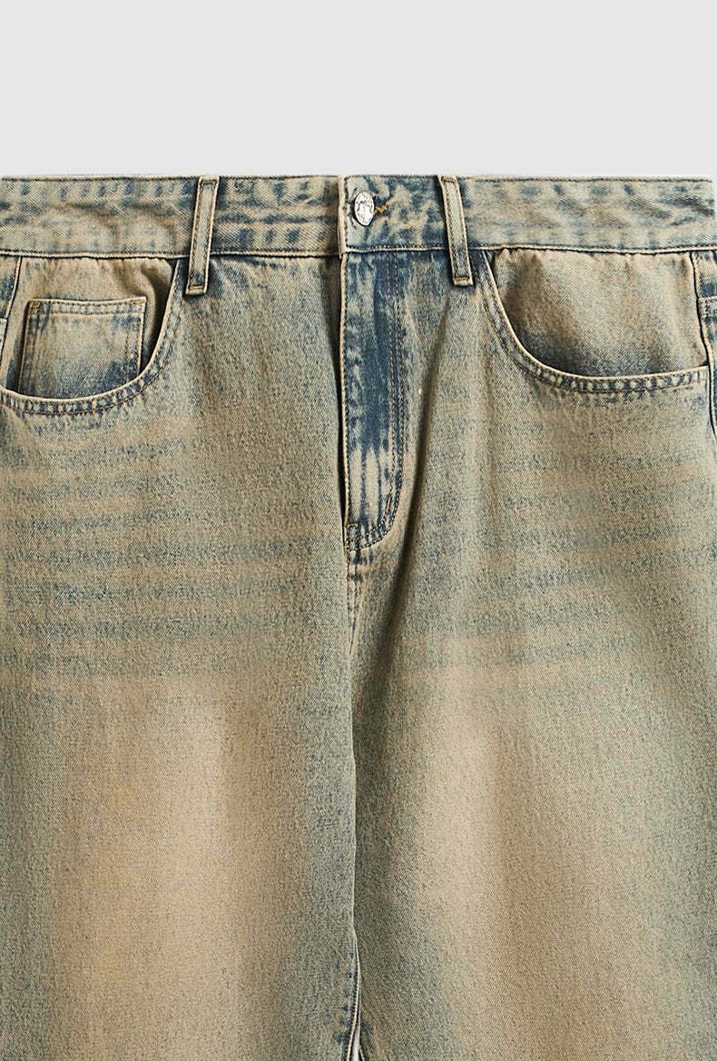 Y2K Vintage Wash Loose Fit Jeans - Coquette Aesthetic Grunge Style Cargo Skirt Women's Fashion