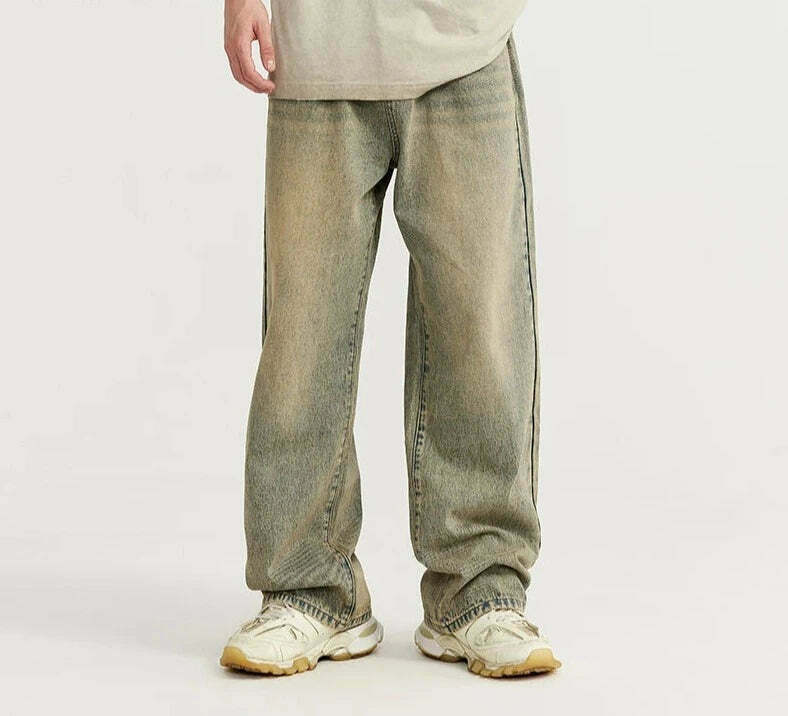 Y2K Vintage Wash Loose Fit Jeans - Coquette Aesthetic Grunge Style Cargo Skirt Women's Fashion