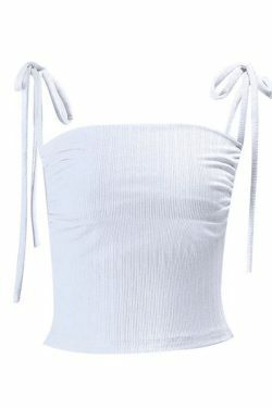 Y2K White Lace-Up Ribbed Crop Cami: Coquette Aesthetic Grunge Style Cute Top for Women