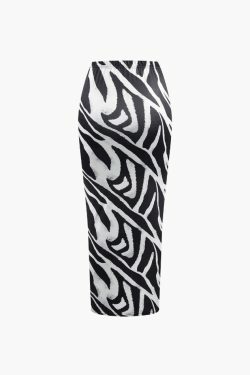 Zebra-Print Coquette Aesthetic Crop Top & Cargo Skirt Set