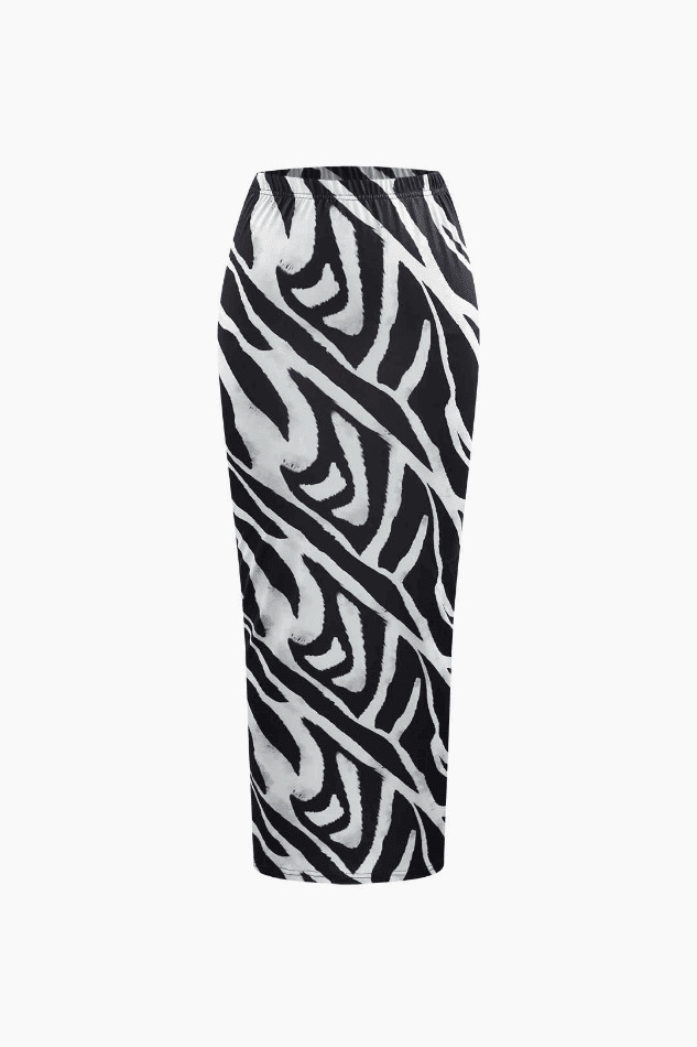 Zebra-Print Coquette Aesthetic Crop Top & Cargo Skirt Set