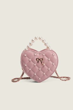 2025 Pearl Heart Mini Crossbody Bag - Niche Lolita Style with Chanel-Inspired Chain Shoulder Strap