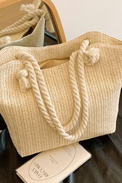 2025 Summer Straw Woven Shoulder Bag for Women - Large Capacity High-Quality Commuting Tote, Trendy Niche Design