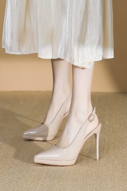 2025 Summer Women's Closed-Toe High Heels, One-Strap Buckle Sandals, 12CM Ultra High Waterproof Platform Shoes