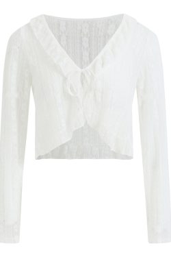 2025 Summer Women's Elegant Lace Cardigan Long Sleeve Outerwear - Trendy Layering Piece for Chic Style