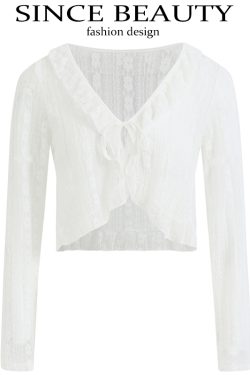 2025 Summer Women's Elegant Lace Cardigan Long Sleeve Outerwear - Trendy Layering Piece for Chic Style