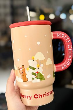 800ml Ceramic Straight Body Mug - Extra Large Capacity, Aesthetic Design, Perfect Gift for Girls and Friends, Stylish Straw Water Cup