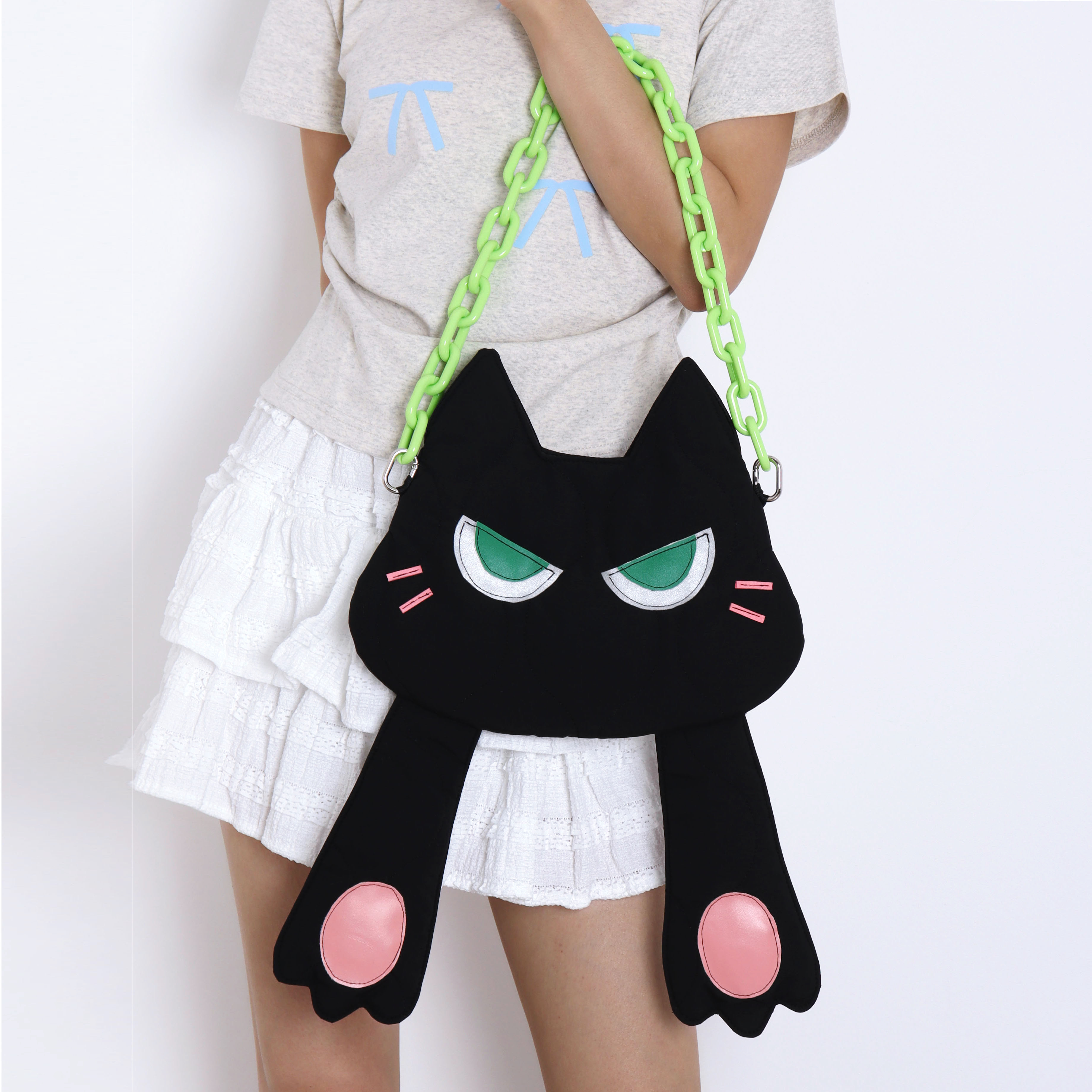 Adorable Plush Little Black Cat Crossbody Bag - Soft Autumn Collection, Cute Student Shoulder Bag for Niche Style Lovers