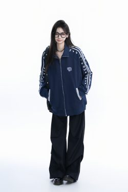 American Retro Cherry Bow Embroidered Cardigan Sweatshirt for Women - Plush Loose Zip-Up Jacket, Y2K Inspired Fashion