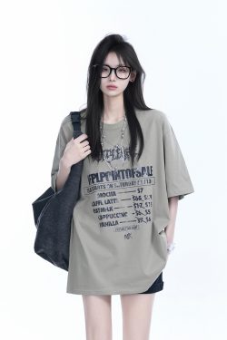 American Retro Loose Fit Round Neck Short Sleeve T-Shirt for Women – Trendy Mountain-Inspired Design