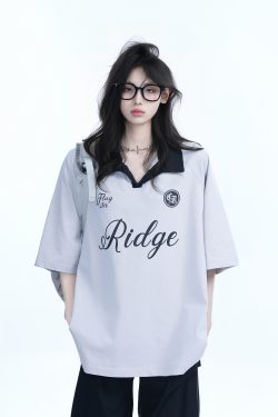 American Retro Oversized Short Sleeve T-Shirt for Women - Trendy Loose Fit with 'Sit and Eat Until the Mountains are Empty' Design