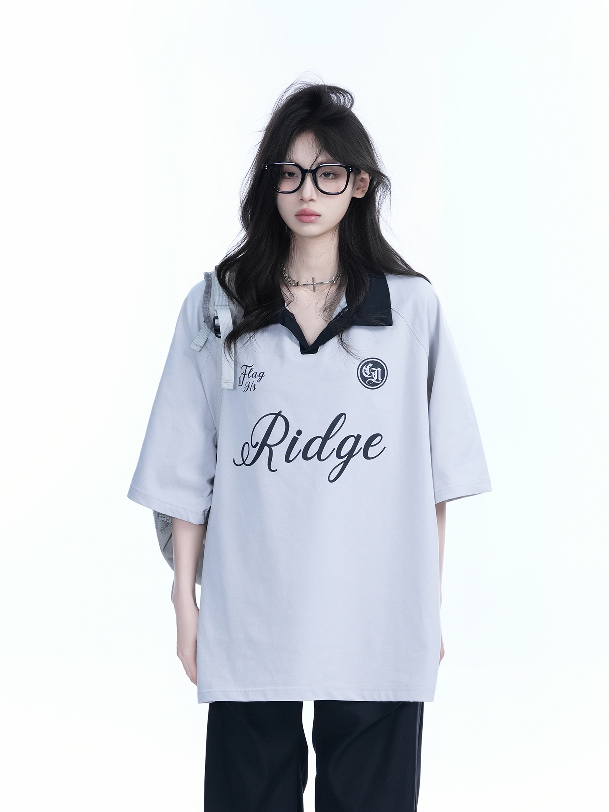 American Retro Oversized Short Sleeve T-Shirt for Women - Trendy Loose Fit with 'Sit and Eat Until the Mountains are Empty' Design