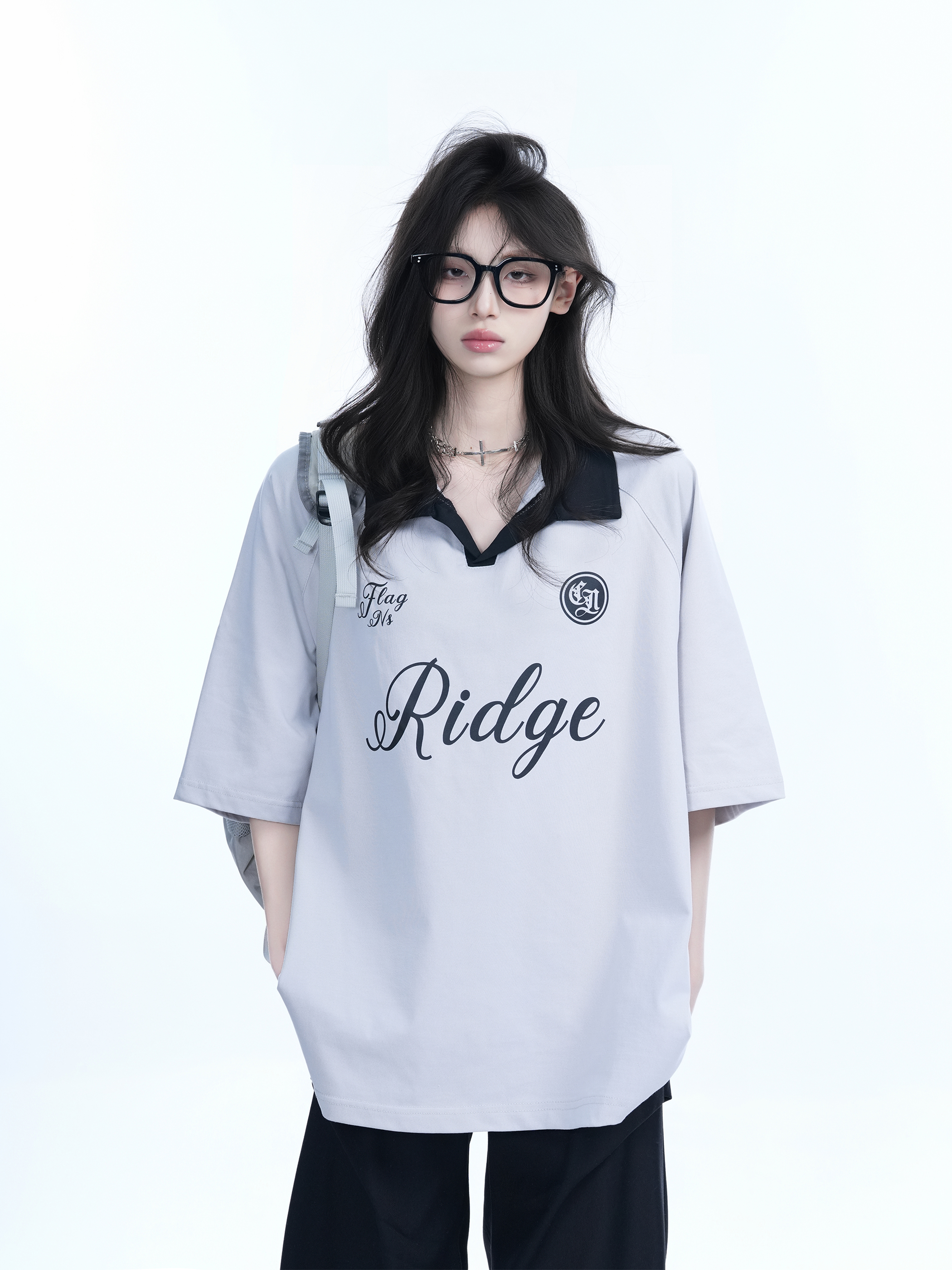 American Retro Oversized Short Sleeve T-Shirt for Women - Trendy Loose Fit with 'Sit and Eat Until the Mountains are Empty' Design