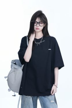 American Retro Oversized White Short Sleeve T-Shirt for Women - Summer Casual Loose Fit with 
