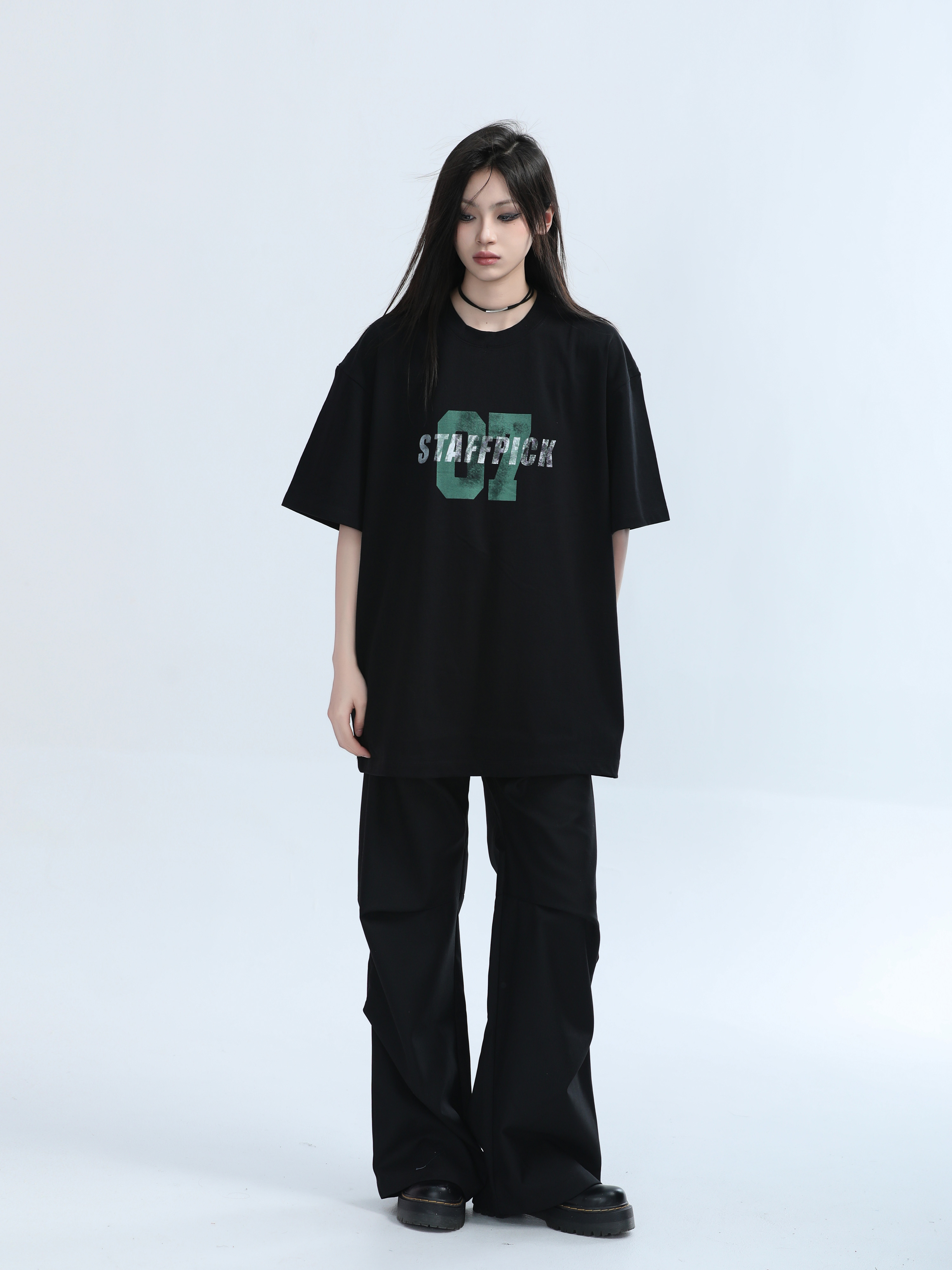 American Retro Pleated Black Casual Pants for Women - Niche Loose Straight Wide-Leg Design, Vintage Style, Comfortable Fit