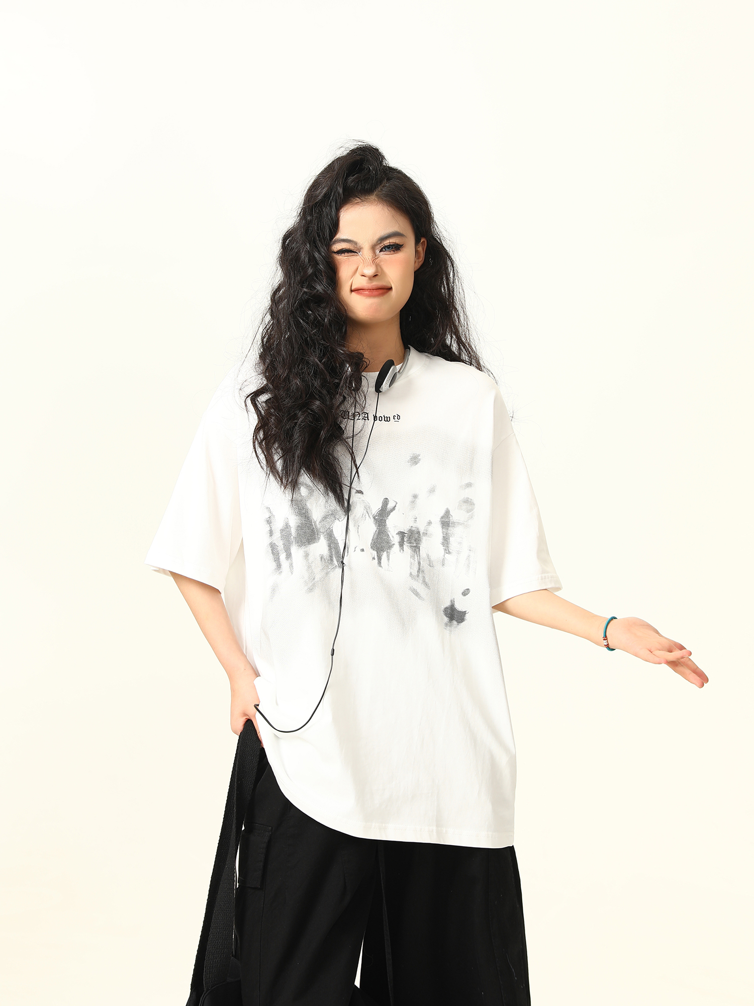 American Retro Printed Short-Sleeve T-Shirt for Men and Women, Oversized Summer Couple Top, Vintage 90s Style