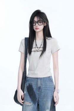 American Retro Summer Short Sleeve T-Shirt for Women - Flattering Slim Fit, Petite Style, 