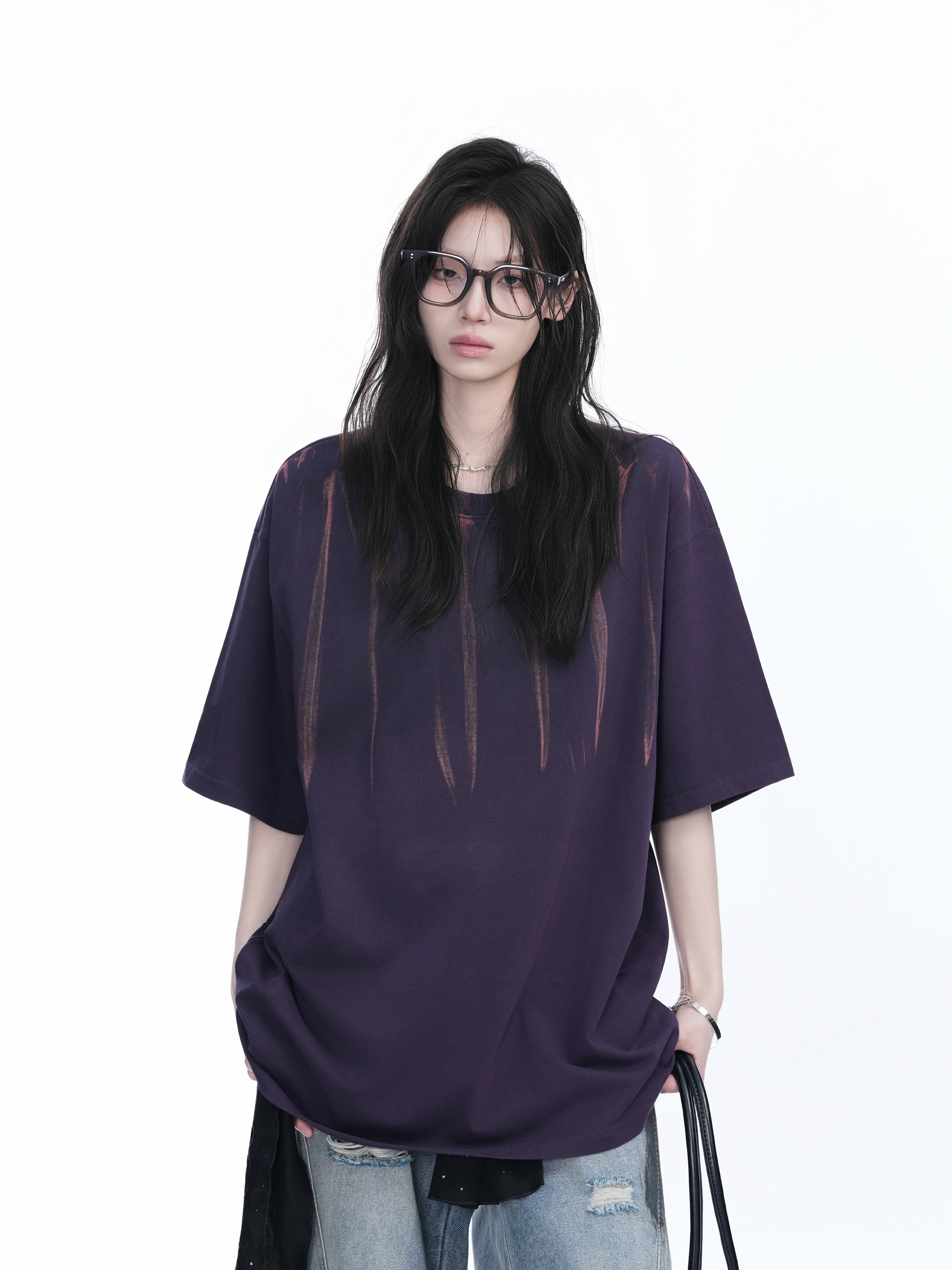 American Retro Tie-Dye Oversized Short Sleeve T-Shirt for Women - Trendy Round Neck Casual Top with Y2K Vibe