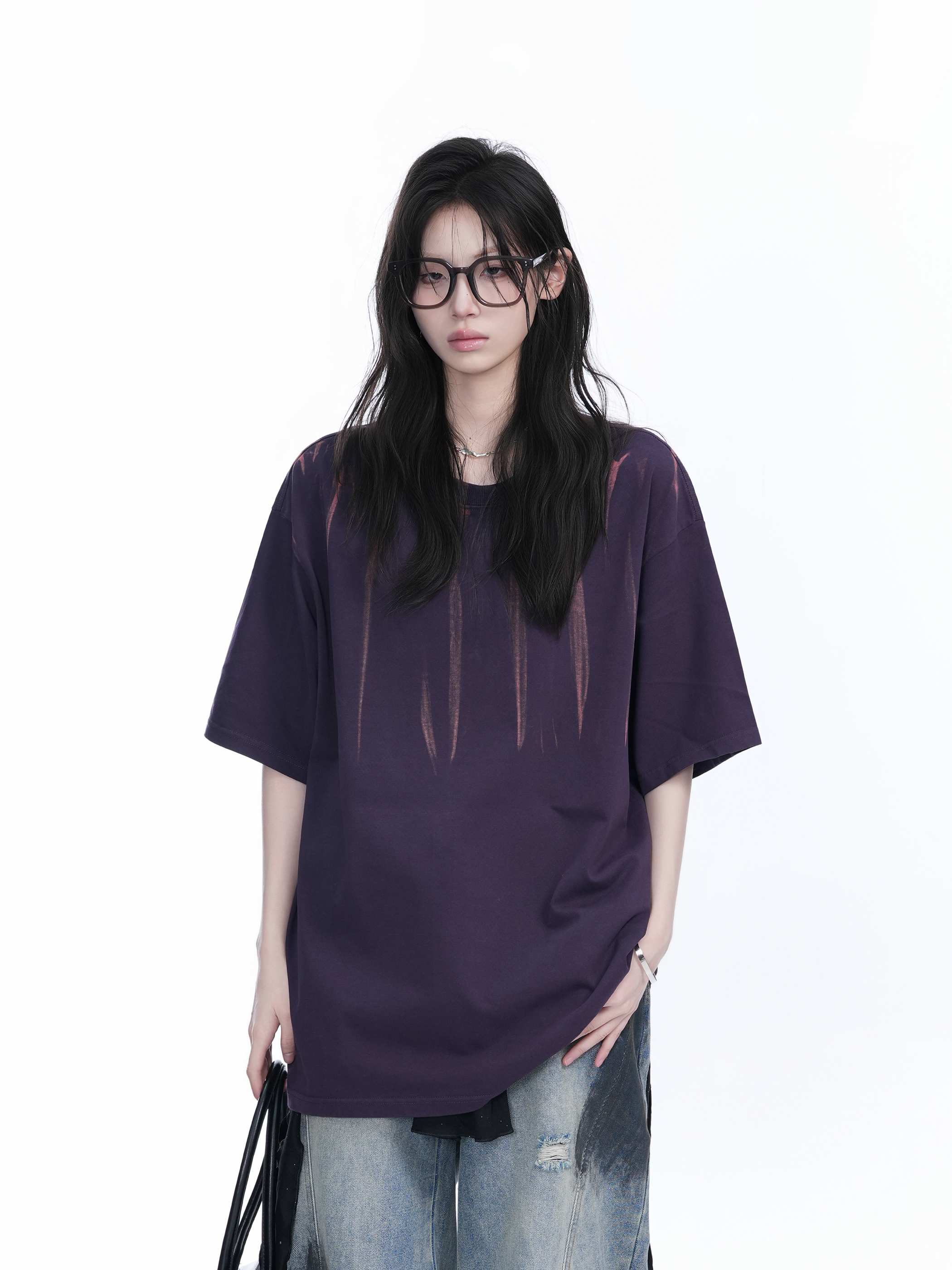 American Retro Tie-Dye Oversized Short Sleeve T-Shirt for Women - Trendy Round Neck Casual Top with Y2K Vibe