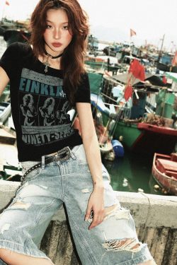 American Vintage Slim Fit Cropped T-Shirt for Women - Black Short Sleeve Summer Essential, Versatile Style