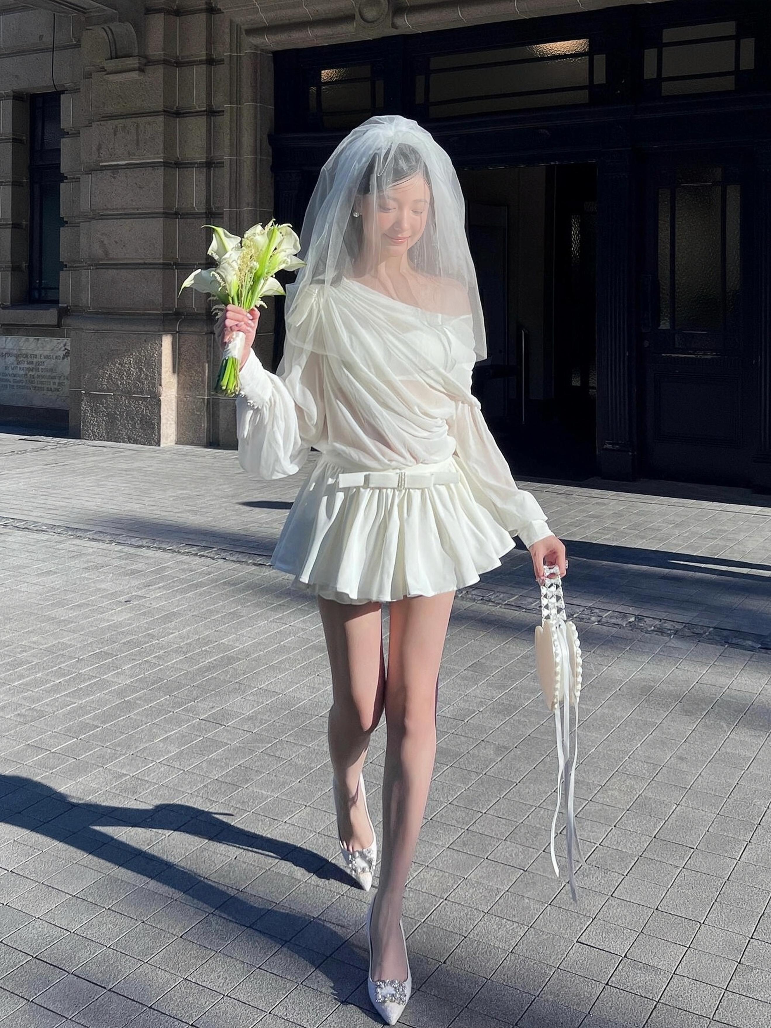 Asymmetrical Ruffled Semi-Transparent Set - Women's Romantic Love Shirt & Skirt Pants - Y2K Style Christmas Outfit