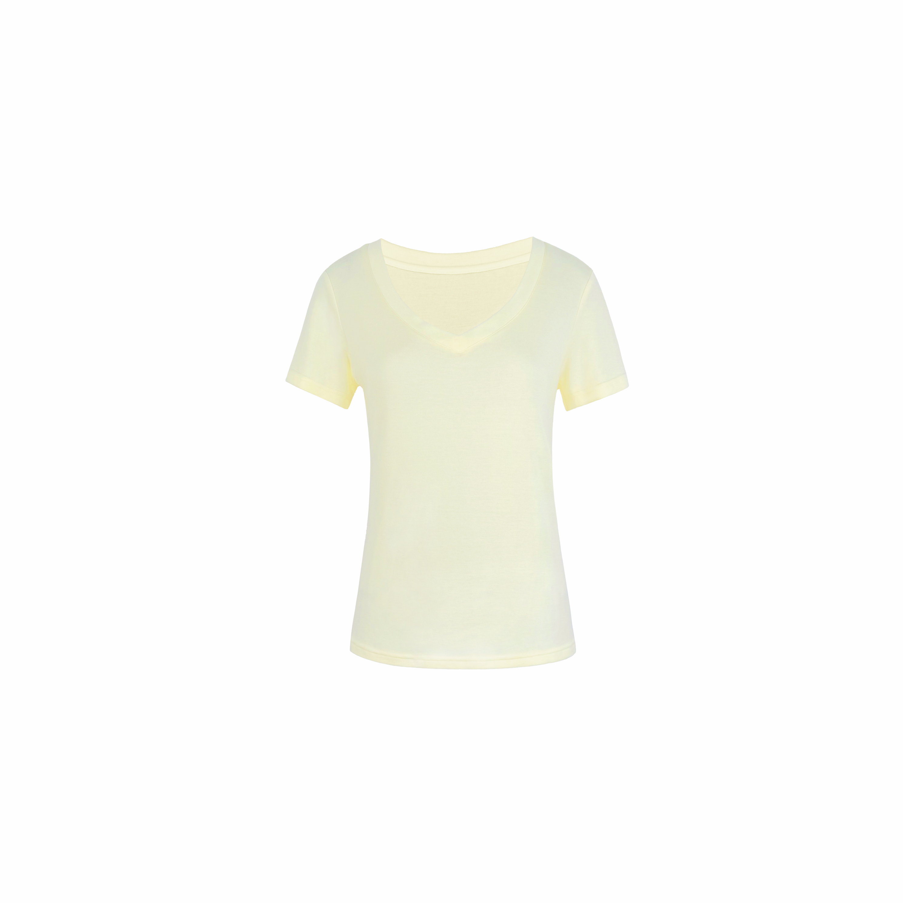 Basic Four-Color Tencel Wool Slightly Loose V-Neck Short Sleeve T-Shirt - Casual 90s Style Top