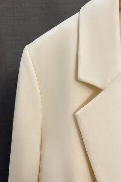 Beige Elegant Blazer Jacket for Women - 2025 Spring Autumn French Professional Style Suit Coat