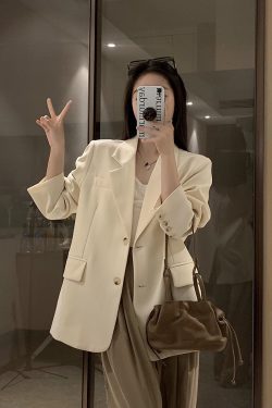 Black One-Shoulder Blazer for Women - 2025 Spring Autumn High-End Street Style, Loose Casual Chic Suit, Korean Fashion