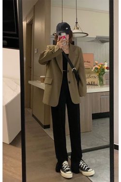Black One-Shoulder Blazer for Women - 2025 Spring Autumn High-End Street Style, Loose Casual Chic Suit, Korean Fashion