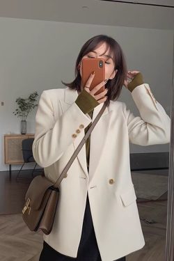 Black Oversized Women's Suit Jacket - High-End Casual Blazer for Spring & Autumn 2025, Trendy Niche Silhouette