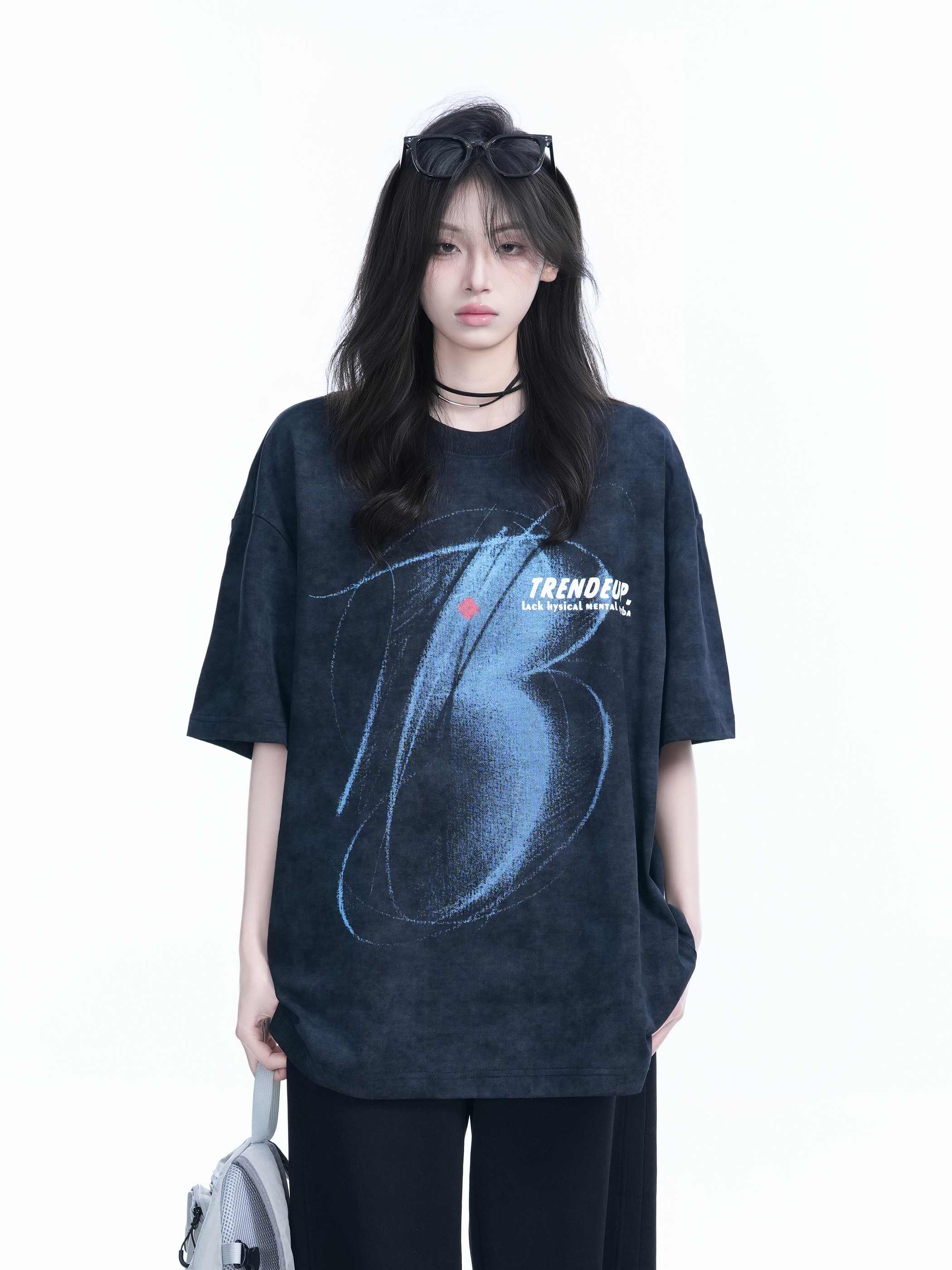 Black Tie-Dye Short Sleeve T-Shirt for Women - American Street Style, Loose Fit, Hip-Hop Inspired, Trendy Casual Wear