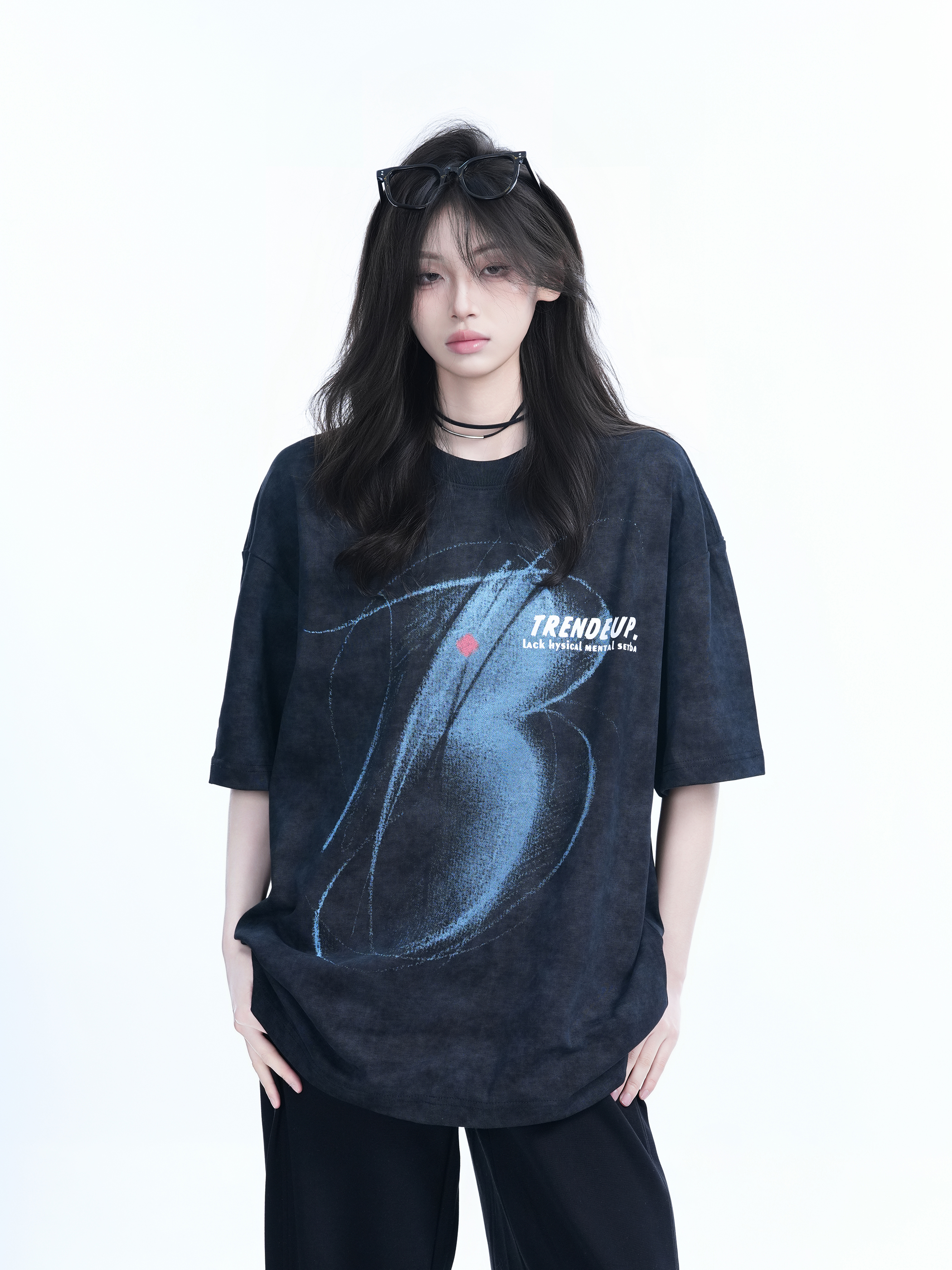 Black Tie-Dye Short Sleeve T-Shirt for Women - American Street Style, Loose Fit, Hip-Hop Inspired, Trendy Casual Wear