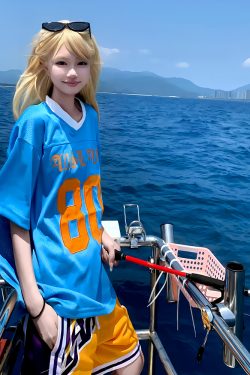 Blue American Retro Mesh Jersey T-Shirt for Women, Summer Short Sleeve Loose Fit V-Neck Top, Outdoor Sports Style