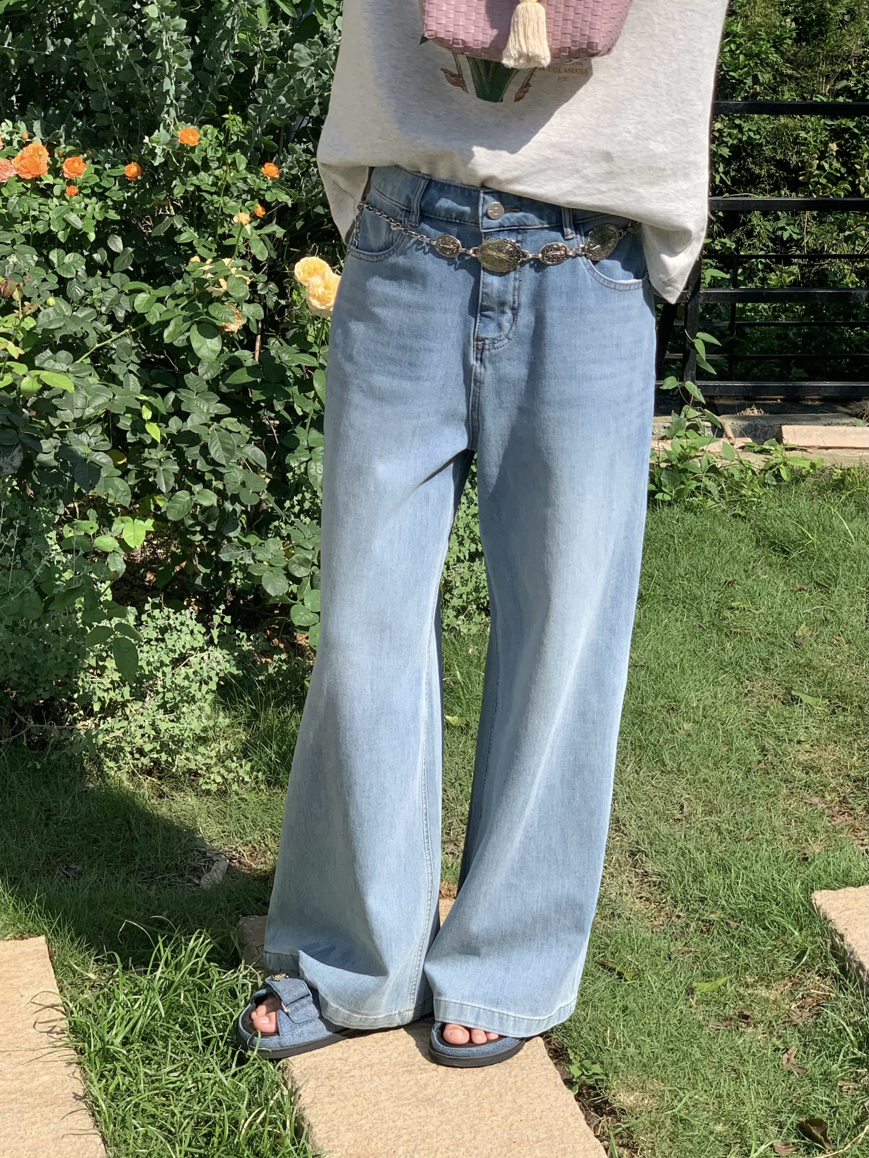 Blue Tide Vintage Retro Washed High-Waisted Jeans for Women - Summer Loose Wide-Leg Long Pants, Y2K Style, 90s Inspired Fashion