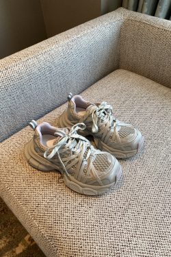 Breathable Genuine Leather Mesh Thick-Soled Dad Shoes for Women - Height-Increasing Casual Sports Shoes for Spring 2025