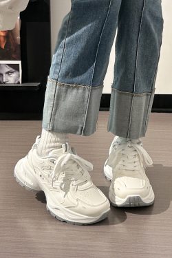 Breathable Mesh Dad Sneakers for Women and Men - Versatile 2025 Summer Sports Shoes in White