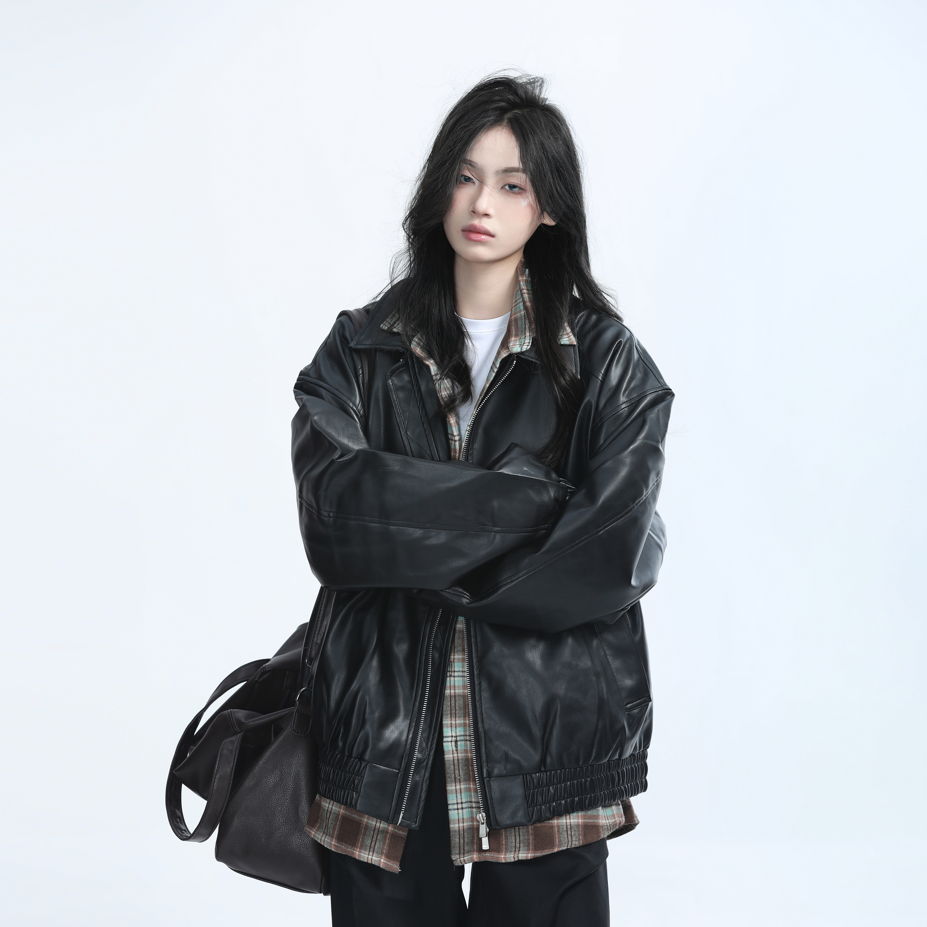Brown Motorcycle PU Leather Jacket for Women - Vintage American Retro Style, Loose Fit, Autumn Fashion, Trendy Outerwear