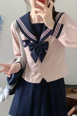 Camellia Women's Waist-Defined JK Uniform Sailor Suit Top - Summer Short Sleeve College Style with Three-Volume Design