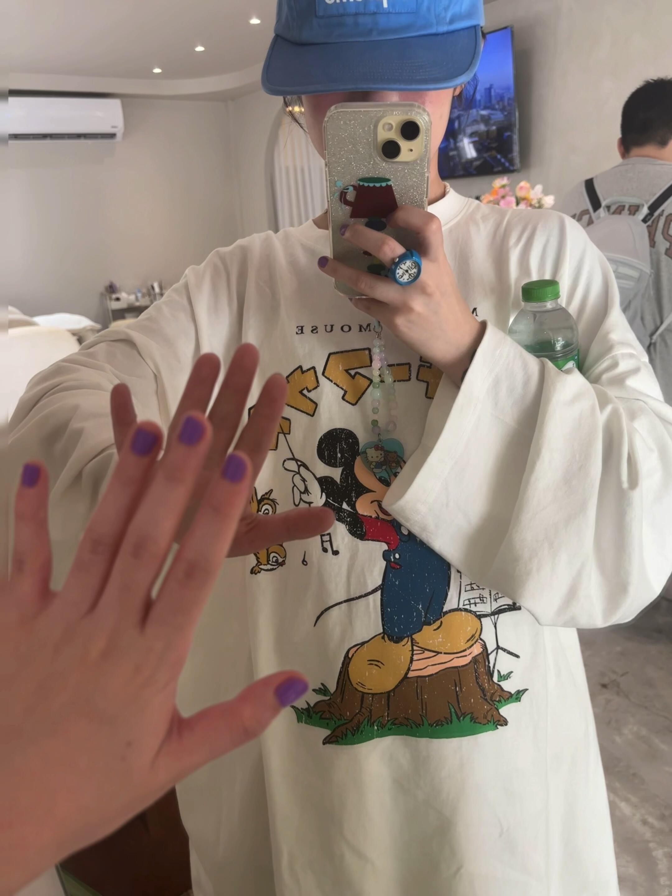 Cartoon Print Casual Oversized Long Sleeve T-Shirt for Autumn & Winter - Korean Style, Youthful and Slimming Cotton Tee
