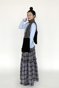 Cozy Striped Patchwork Scarf in Fluffy Lamb Wool - Warm and Cold-Resistant Neck Warmer for Autumn & Winter Fashion