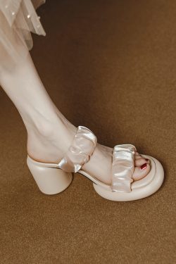Fashionable Chunky High Heel Slide Sandals for Women - Comfortable Mesh Design, Versatile Style for Everyday Wear