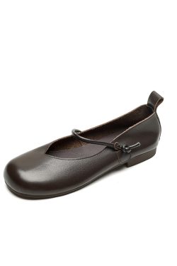 Flat Mary Jane Shoes for Women, 2025 Spring Summer Collection, Top Layer Cowhide, Round Toe, Soft Bottom, Casual Comfort