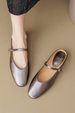 Genuine Leather Baotou Half Slippers Women’s Flat Sandals with One Strap - Soft Bottom Italian Style Footwear