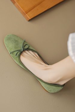 Genuine Leather Bow Tie Tote Bag & Women's Soft Sole Ballet Flats - Large Size Dance Shoes for Comfort and Style