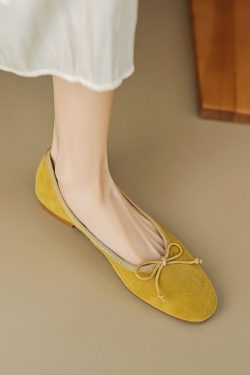Genuine Leather Bow Tie Tote Bag & Women's Soft Sole Ballet Flats - Large Size Dance Shoes for Comfort and Style