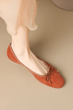 Genuine Leather Bow Tie Tote Bag & Women's Soft Sole Ballet Flats - Large Size Dance Shoes for Comfort and Style