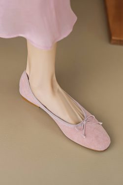Genuine Leather Bow Tie Tote Bag & Women's Soft Sole Ballet Flats - Large Size Dance Shoes for Comfort and Style