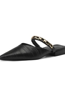 Genuine Leather French-Style Open-Toe Half Slippers for Women - High-End Summer Mules for Outdoor Wear