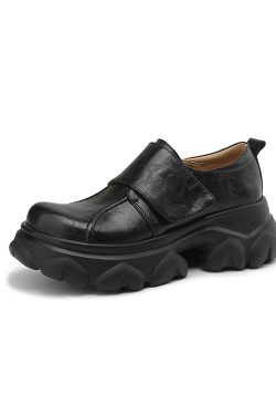 Genuine Leather Italian-Style Women's Shoes - Comfortable Thick Sole 6 cm Soft Sole - Trendy Fashion Footwear for Everyday Wear