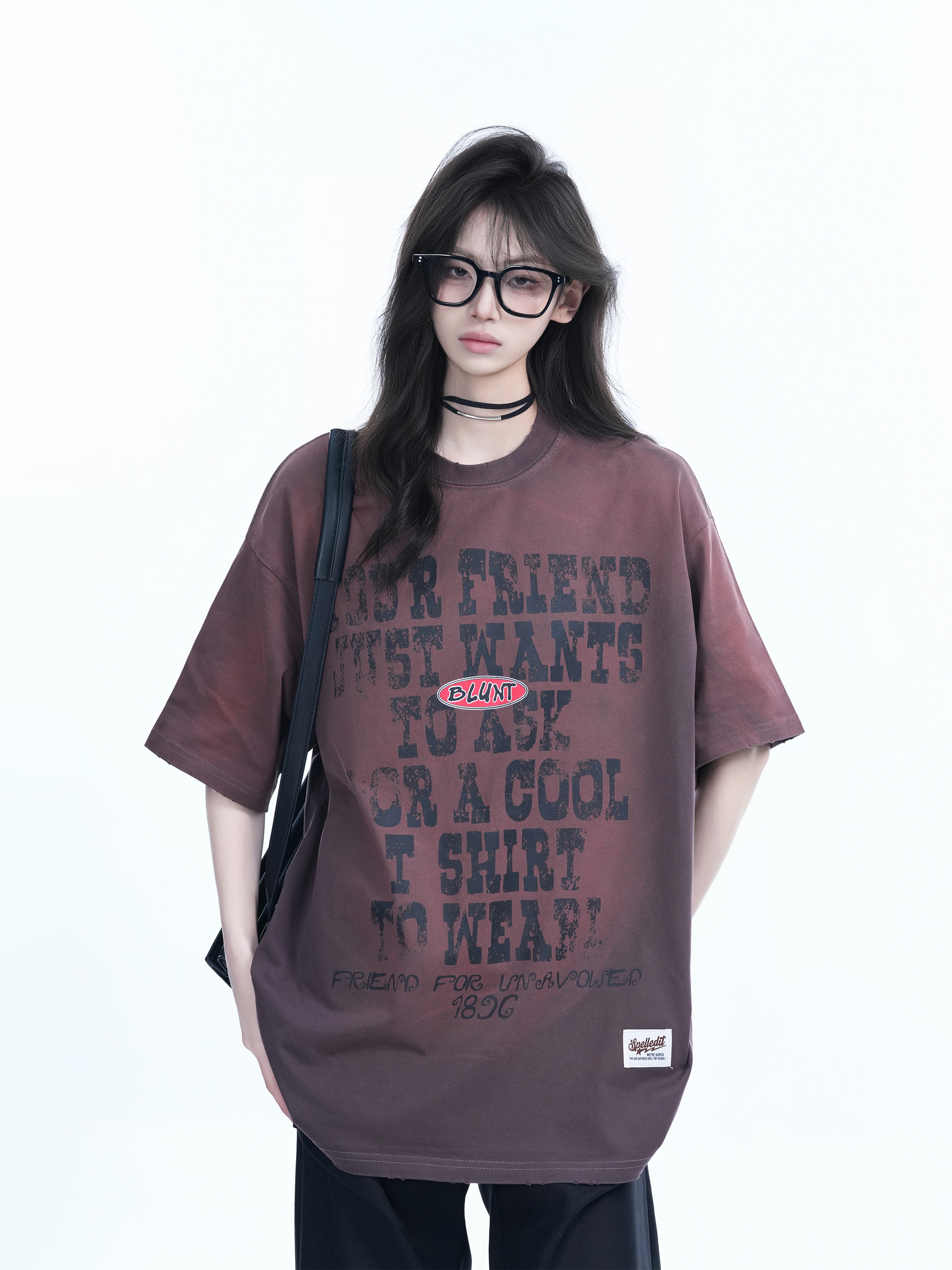 Gradient Purple Oversized Short Sleeve T-Shirt for Women - American Street Style, Trendy Loose Fit, Casual Y2K Fashion Top